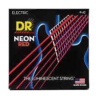 Струны для электрогитары DR STRINGS NEON RED ELECTRIC - LIGHT (9-42)