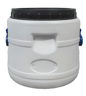 Бочка пластикової їжі біла бідон 20л широка горловина для соленів,меда, молока