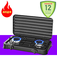 Настільна газова плита Rainberg на 2 конфорки Побутова двох конфорочна плитка таганок для балонного газу