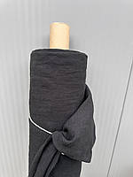 Чорна постільна випрана лляна тканина,ширина 250 см,100% льон,(STONEWASHED EFFECT)