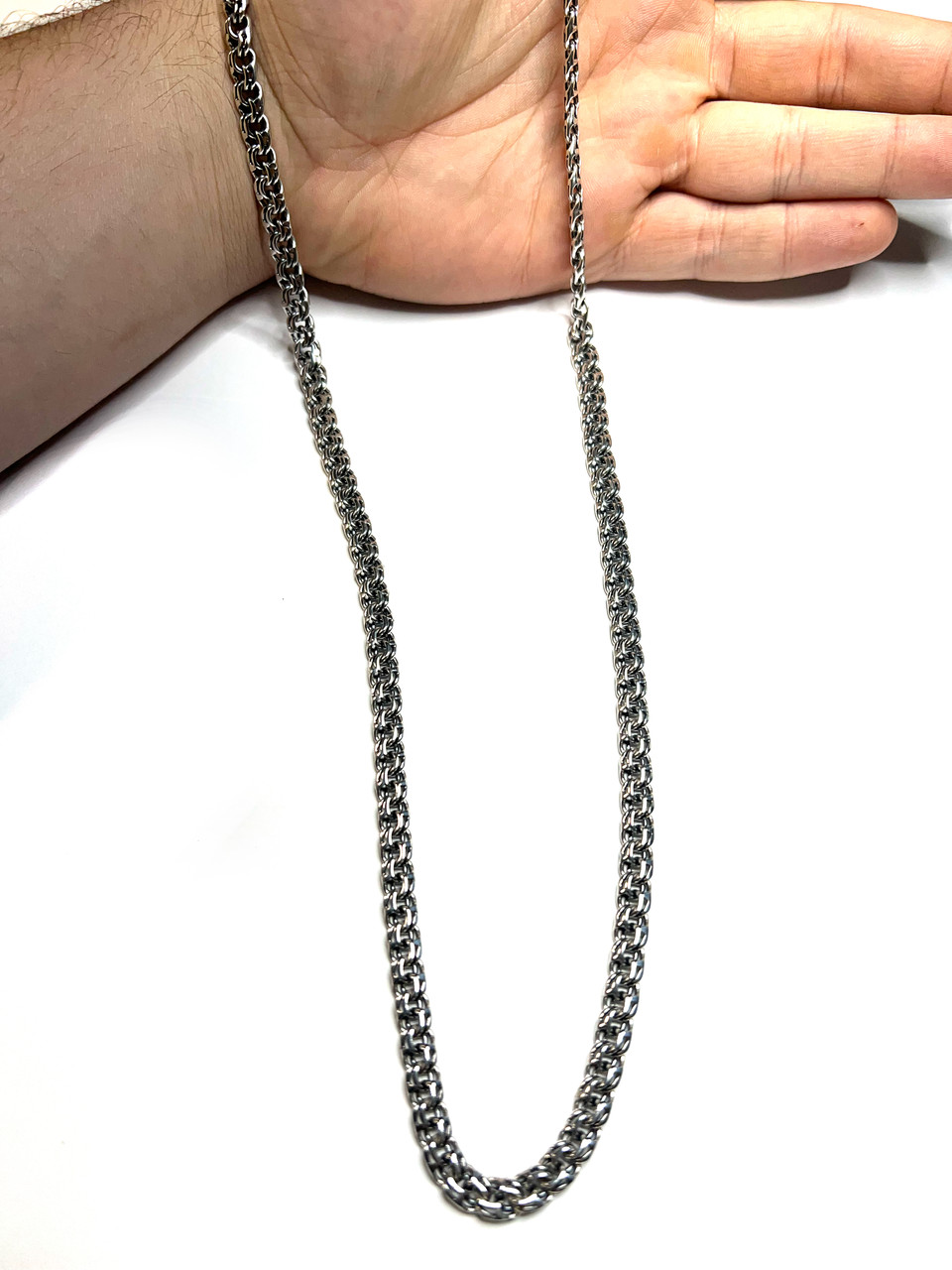 Серебряные цепочки мужские и женские 925 пробы, Большая цепь на шею из серебра весом 44г 65см