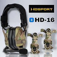 Активные навушники с креплением на каску. Wosport HD-16 Multicam Bluetooth. Тактические наушники для стрельбы.