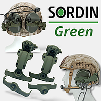 Чебурашки для MSA Sordin в цвете Green. Крепление на военный шлем. Адаптер для активних наушников Сордин.