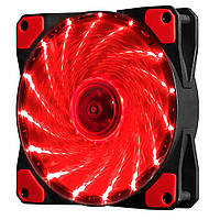 Кулер корпусний 12025 DC sleeve fan 3pin + 2pin - 120*120*25 мм, 12V, 1100 об/хв, 15LED, Red