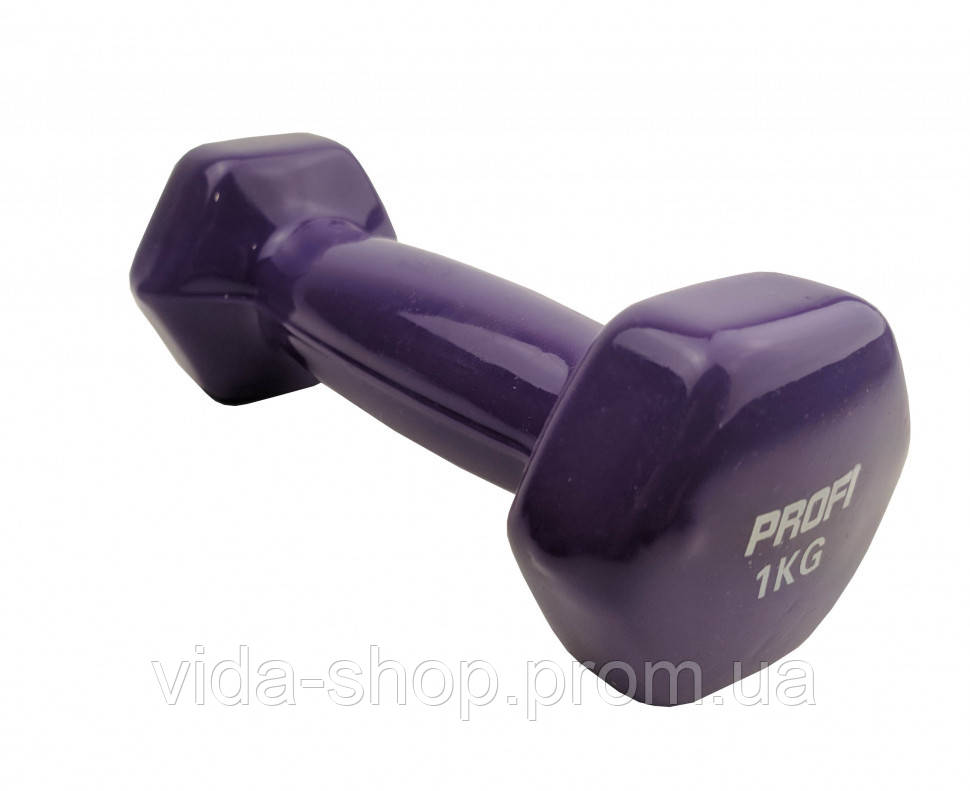 Гантель з вініловим покриттям M 0289, 1 кг (Фіолетовий) - Vida-Shop