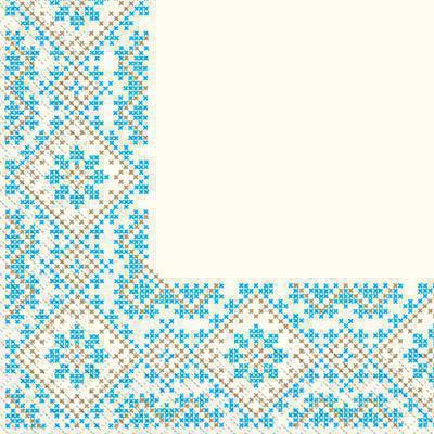 Серветки паперові тришарові "Вишиванка блакитна" молочного кольору 33х33см (18шт.) в уп.