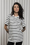 Футболка для вагітних та годування KIRBY NR-24.011 молочна у чорну смужку, фото 2