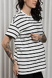 Футболка для вагітних та годування KIRBY NR-24.011 молочна у чорну смужку, фото 3