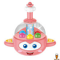 Детская юла "самолет", 16 см, игрушка, розовый, от 0.5 лет, Limo Toy BM1201(Pink)