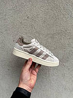 Женские кроссовки Adidas Campus Beige Brown бежевые с коричневым