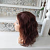Перука з натурального волосся з моновставкою ручної роботи каштановий MARTA HH-4, фото 3