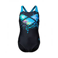 Купальник закритий для дівчат Arena MULTI PIXELS SWIMSUIT SWIM PRO чорний, синій, блакитний Діт 128см 006679-580 128