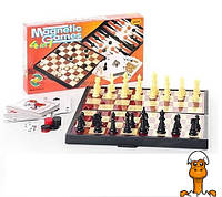 Настільні ігри шахи, нарди, шашки, в комплекті карти, дитяча, віком від 5 років, HQ 9841