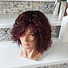 Перука з натурального волосся кучерявий бургунд омбре ALESIA-Y1B/99J, фото 5