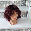 Перука з натурального волосся кучерявий бургунд омбре ALESIA-Y1B/99J, фото 6