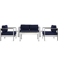 Комплект уличной мебели диван 2 кресла столик в стиле LOFT Серый (NS-319) DU, код: 6671939