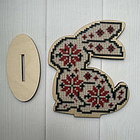 Пасхальний зайчик вишиванка дерев'яна декоративна підставка алмазна мозаїка