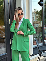 Идеальный костюм тройка (пиджак с карманами+брюки с поясом+рубашка) зеленый