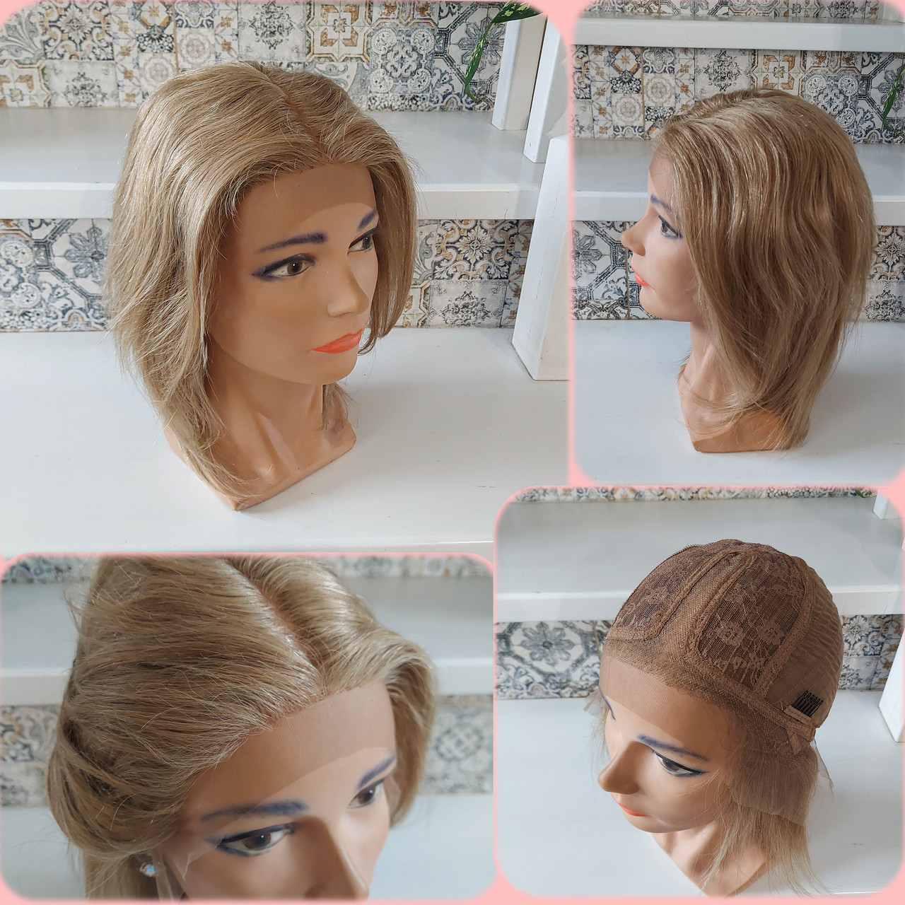 Перука пряма з натурального волосся з проділом пісочний ASOLE-15, фото 1