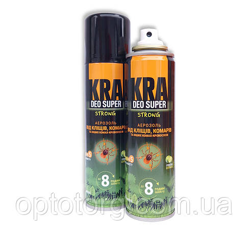 Аерозоль від кліщів, комарів та інших комах-кровососів 8 годин KRA deo super Strong 150мл, фото 2