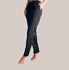 Жночі штани з тканини льон-стрейч, чорні. мод 41, фото 2