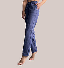 Батальні штани з тканини льон-стрейч, сині (джинсові). мод 41, фото 2