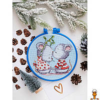 Набор для вышивки крестиком "влюбленные мыши", с пяльцами, детская игрушка, от 8 лет, Abris Art AHM-017