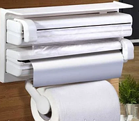 Кухонный тройной держатель Triple Paper Dispenser 3 в 1 для бумажных полотенец пищевой пленки и фольги (F-S)