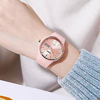 Яскравий кварцовий наручний рожевий жіночий годинник Skmei 1747PK Pink, модний наручний механічний годинник скмей