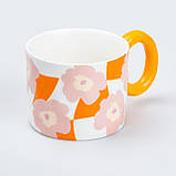 Чашка керамічна 400 мл для чаю та кави "Квітка" Помаранчева, фото 3
