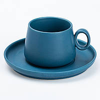 Чашка з блюдцем керамічна 300 мл Синя