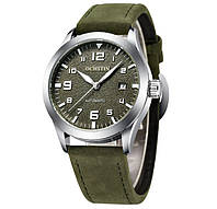 Часы механические Ochstin Military, мужские часы, с кожаным ремешком, Device Clock