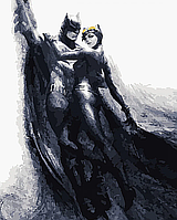 Картина по номерам Strateg Бетмен та Кішка, с лаком и уровнем 40х50см (VA-3538)