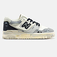 Мужские кроссовки New balance 550 White Grey Painted бежево-серые