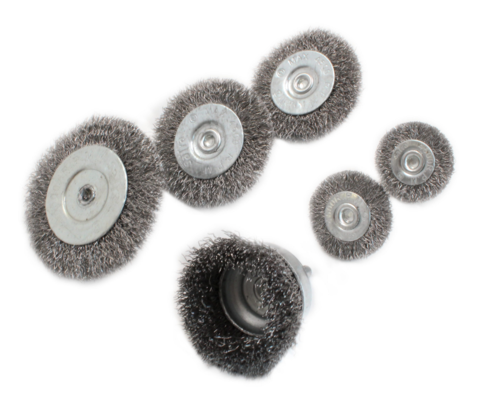 Набір зачистних щіток із нержавіючої сталі 6шт. (на дриль) SATRA S-6SBS, фото 1