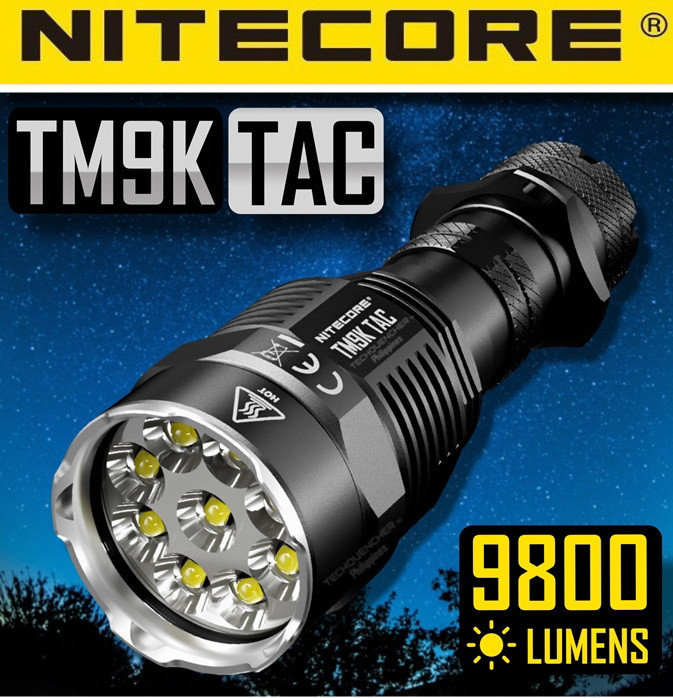 Надпотужний тактичний ліхтар NITECORE TM9K TAC (9800LM, 5000 mAh, CREE XP-L2 HD, USB-C, 9 LED, IPX8)