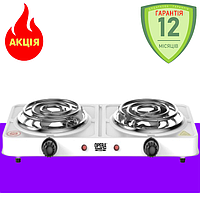 Плита спіральна електрична 2 конфорочна 2000 Вт Opera Потужна настільна електроплита для дому та дачі