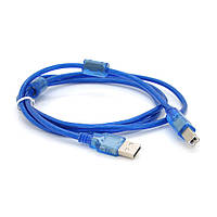 Кабель USB 2.0 AM/BM, 1.5m, 2 феррита, прозрачный m