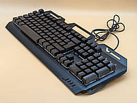 Металічна геймерська клавіатура з тримачем для мобільного телефона, підсвітка (розпродажу)
