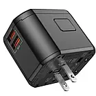 Мережевий перехідник Hoco AC15 Walker three-port PD20W (1C2A) universal conversion charger Black, фото 3