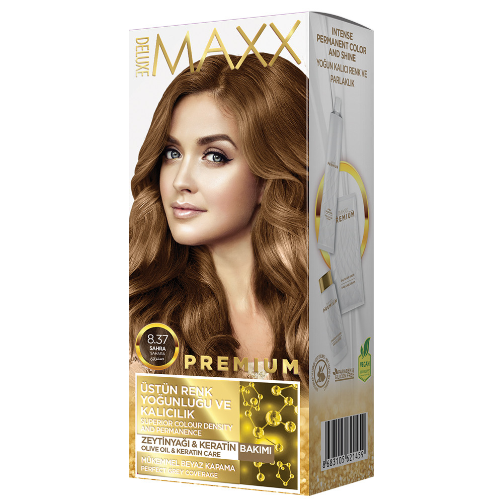 Фарба для волосся MAXX Deluxe 8.37 Пісочний, 50 мл+50 мл+10 мл, фото 1