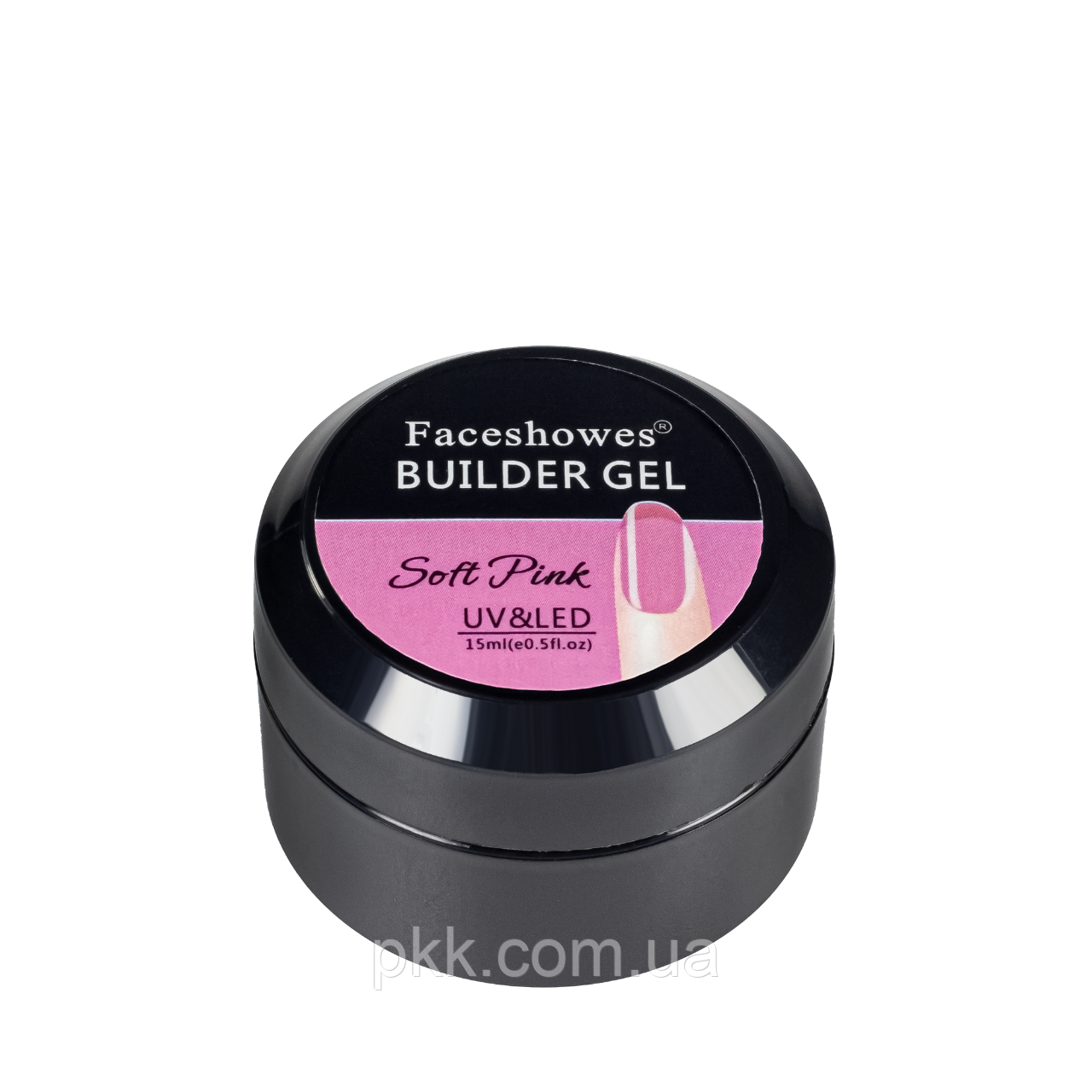 Гель для нарощування нігтів Faceshowes UV&LED однофазний 15 мл, Soft Pink/Рожевий