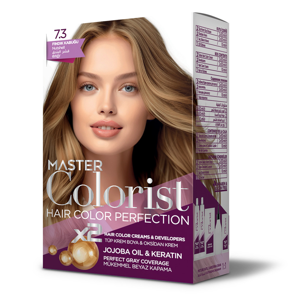 Фарба для волосся Master Colorist 7.3 Лісовий горіх, 2x50 мл+2x50 мл+10 мл, фото 1