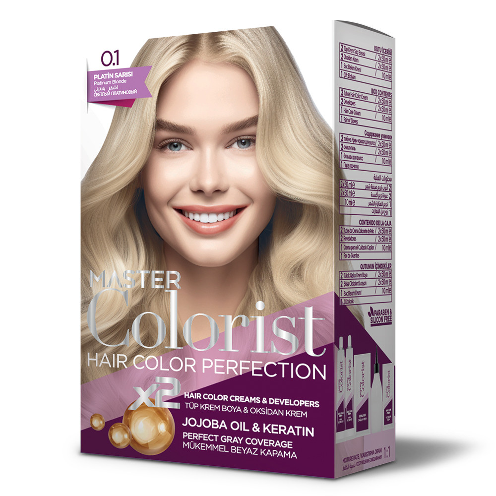 Фарба для волосся Master Colorist 0.1 Платиновий Блонд, 2x50 мл+2x50 мл+10 мл, фото 1