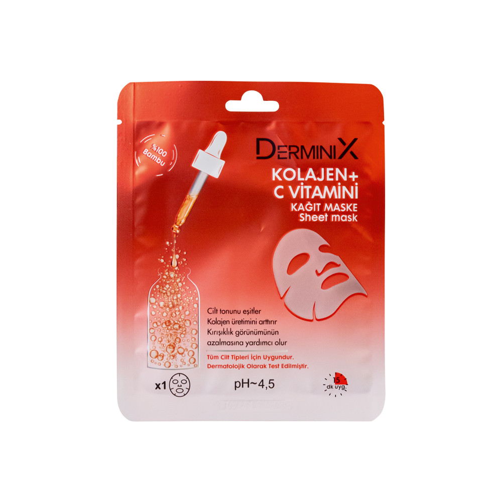 Маска-патч для обличчя з колагеном і вітаміном C Derminix, 25 г, фото 1