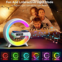 Багатофункціональний пристрій Light Sound Machine G63, RGB нічник, годинник, бездротова зарядка, Bluetooth колонка, фото 5