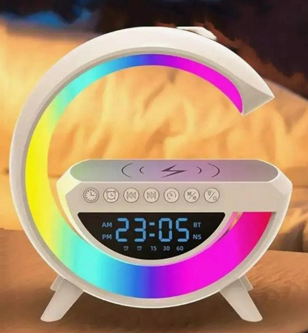 Багатофункціональний пристрій Light Sound Machine BT-3401, RGB нічник, годинник, бездротова зарядка, Bluetooth колонка