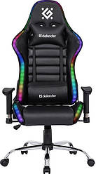 Геймерське крісло Defender Ultimate поліуританове з RGB підсвічуванням (Чорне)