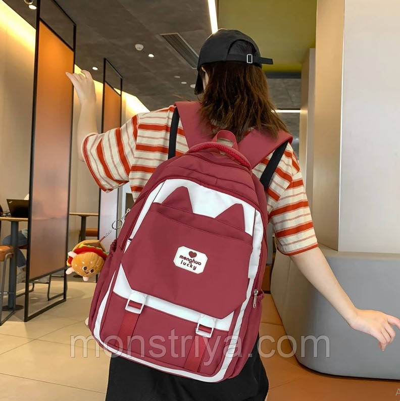 Новинка 2024! Стильний, молодіжний водонепроникний рюкзак з іграшкою-брелоком, для ноутбука навчання, фото 1