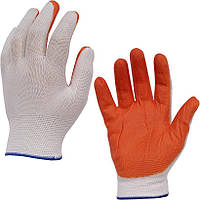 Перчатки рабочие 0-10 бело-оранжевые прорезиненные